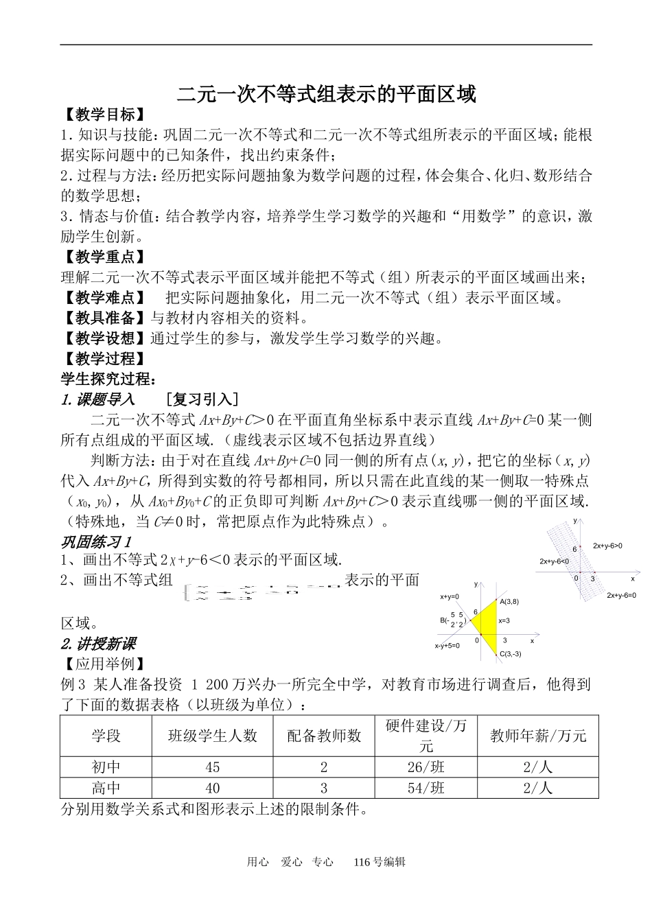 数学苏教版必修5 二元一次不等式组表示的平面区域_第1页