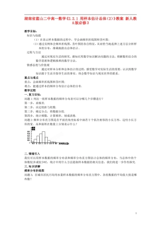 湖南省蓝山二中高中数学《2.2.1 用样本估计总体（2）》教案 新人教A版必修3