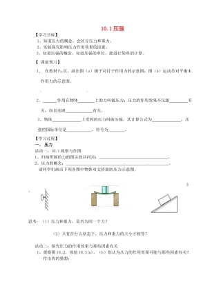 江苏省盐都县郭猛中学八年级物理下册《101 压强》导学案 苏科版