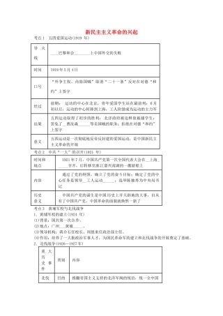 中考历史第一轮复习 新民主主义革命的兴起导学案-人教版初中九年级全册历史学案