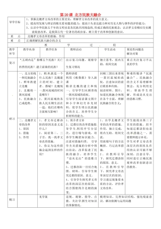 吉林省通化市外国语中学七年级历史上册 第20课 北方民族大融合导学案 新人教版