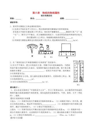 八年级物理下册《6 物质的物理属性》综合实践活动学案 苏科版-苏科版初中八年级下册物理学案