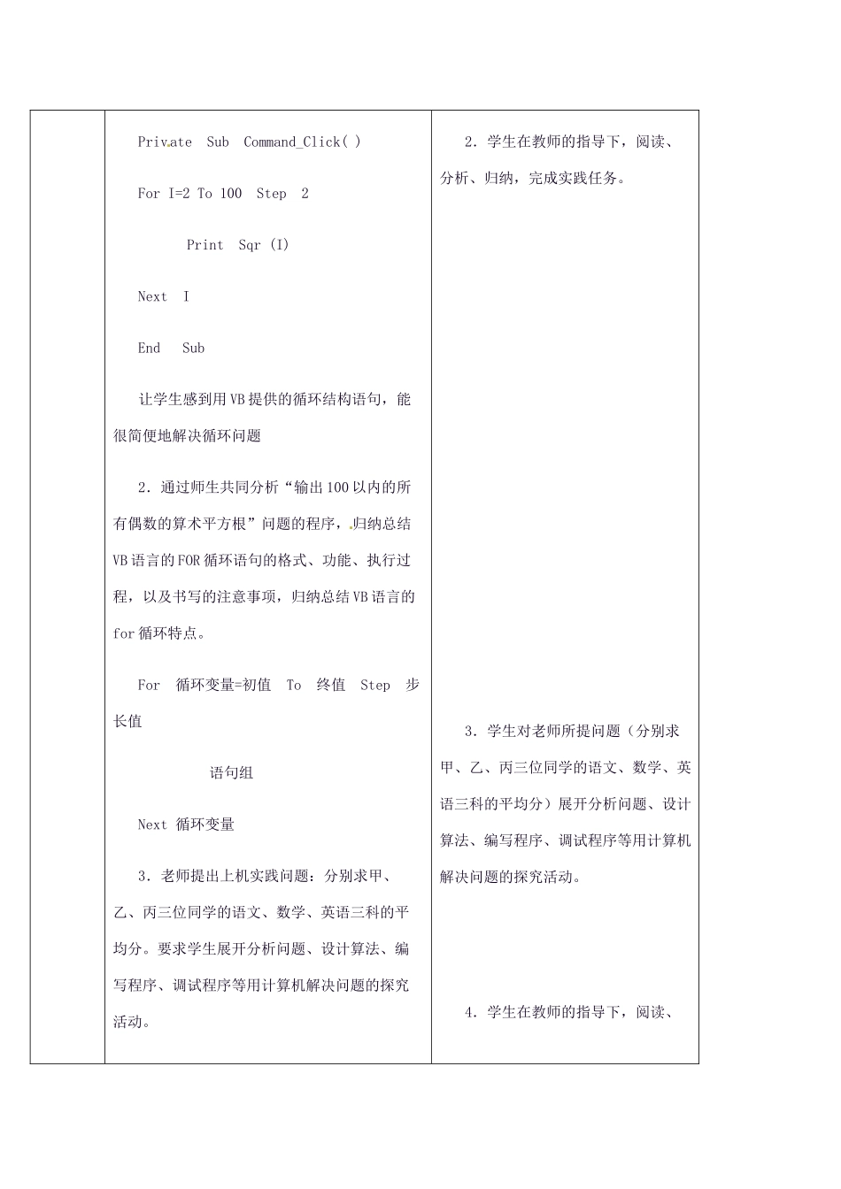 高中信息技术 2.4 程序的循环结构教案-人教版高中全册信息技术教案_第3页
