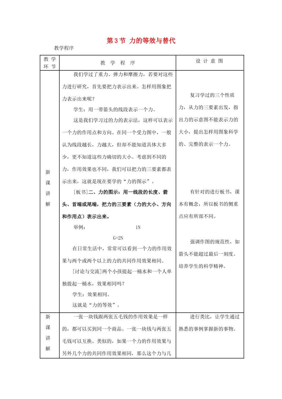 高中物理 第三章 研究物体间的相互作用 第三节 力的等效和替代教案1 粤教版必修1-粤教版高一必修1物理教案_第1页