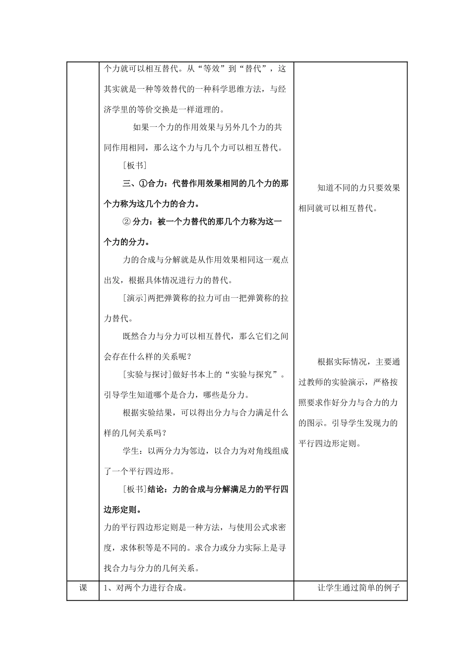 高中物理 第三章 研究物体间的相互作用 第三节 力的等效和替代教案1 粤教版必修1-粤教版高一必修1物理教案_第2页