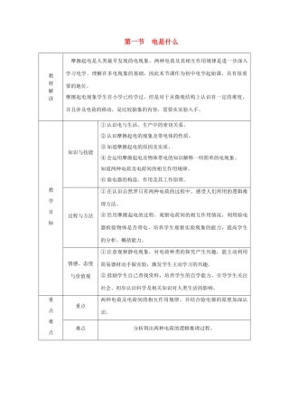 九年级物理全册 第十四章 第一节 电是什么学案 （新版）沪科版-（新版）沪科版初中九年级全册物理学案