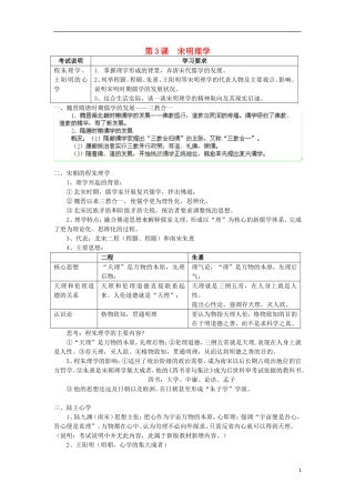 湖南省新田县高中历史 第3课 宋明理学教案 新人教版必修3