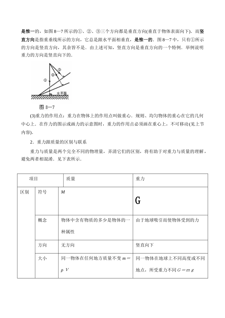 【名师解读】八年级物理第七章 第三节《重力 》 精品导学学案 (北师大版)_第2页