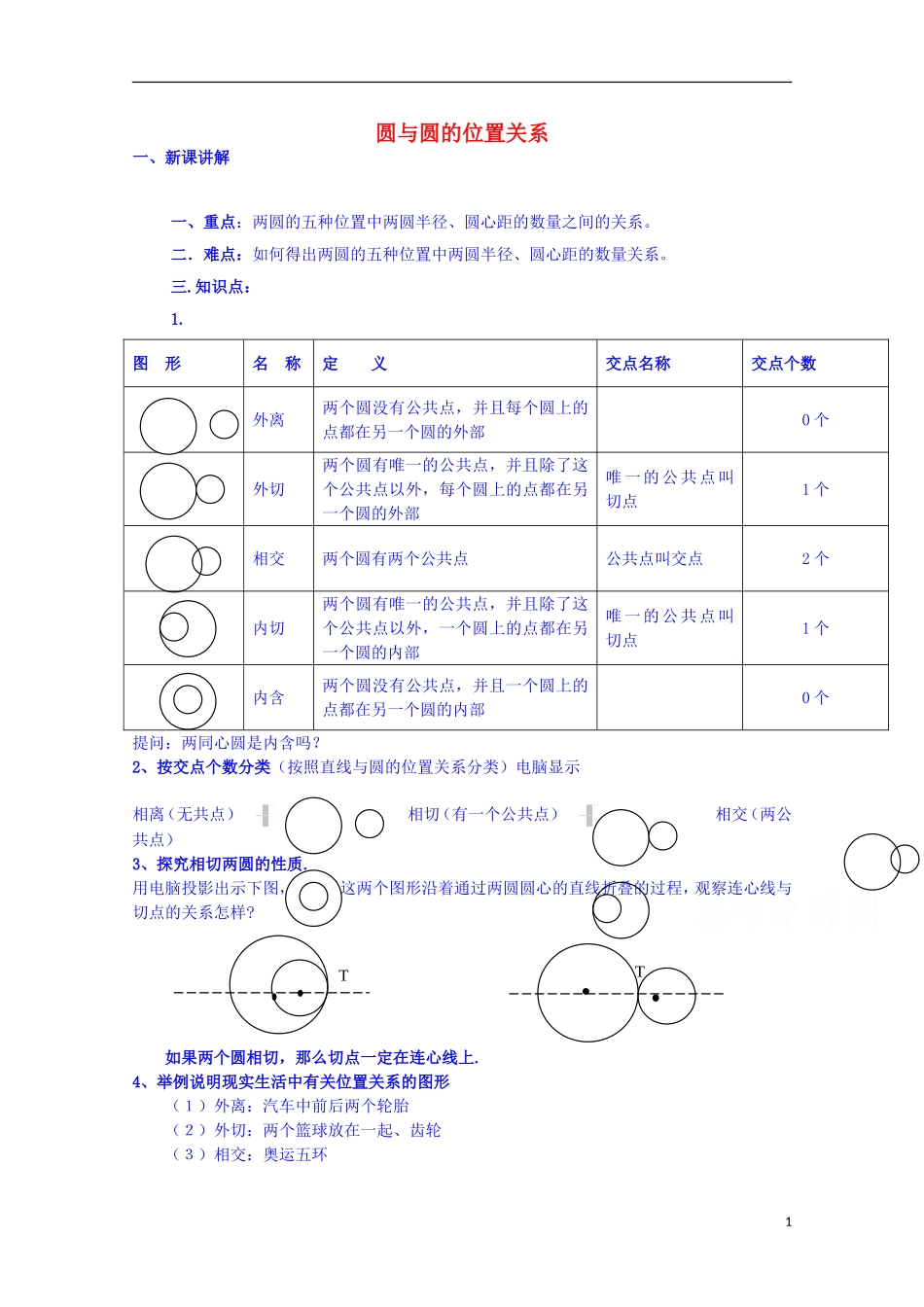 四川省资阳市高中数学高一升高二复习讲义 第19课 圆与圆的位置关系 新人教A版_第1页