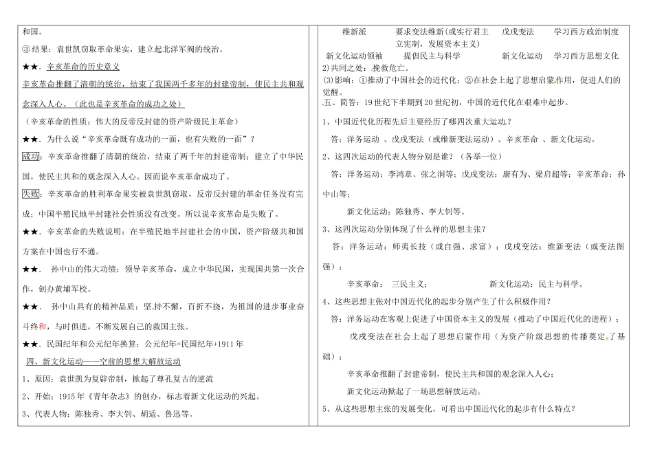 山西省灵石县两渡镇初级中学校八年级历史上册 第二单元 近代化的探索复习学案 新人教版_第3页