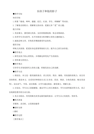 七年级上册语文盲孩子和他的影子