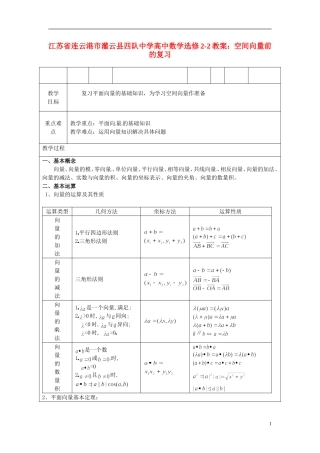 江苏省连云港市灌云县四队中学高中数学 空间向量前的复习教案 苏教版选修2-2