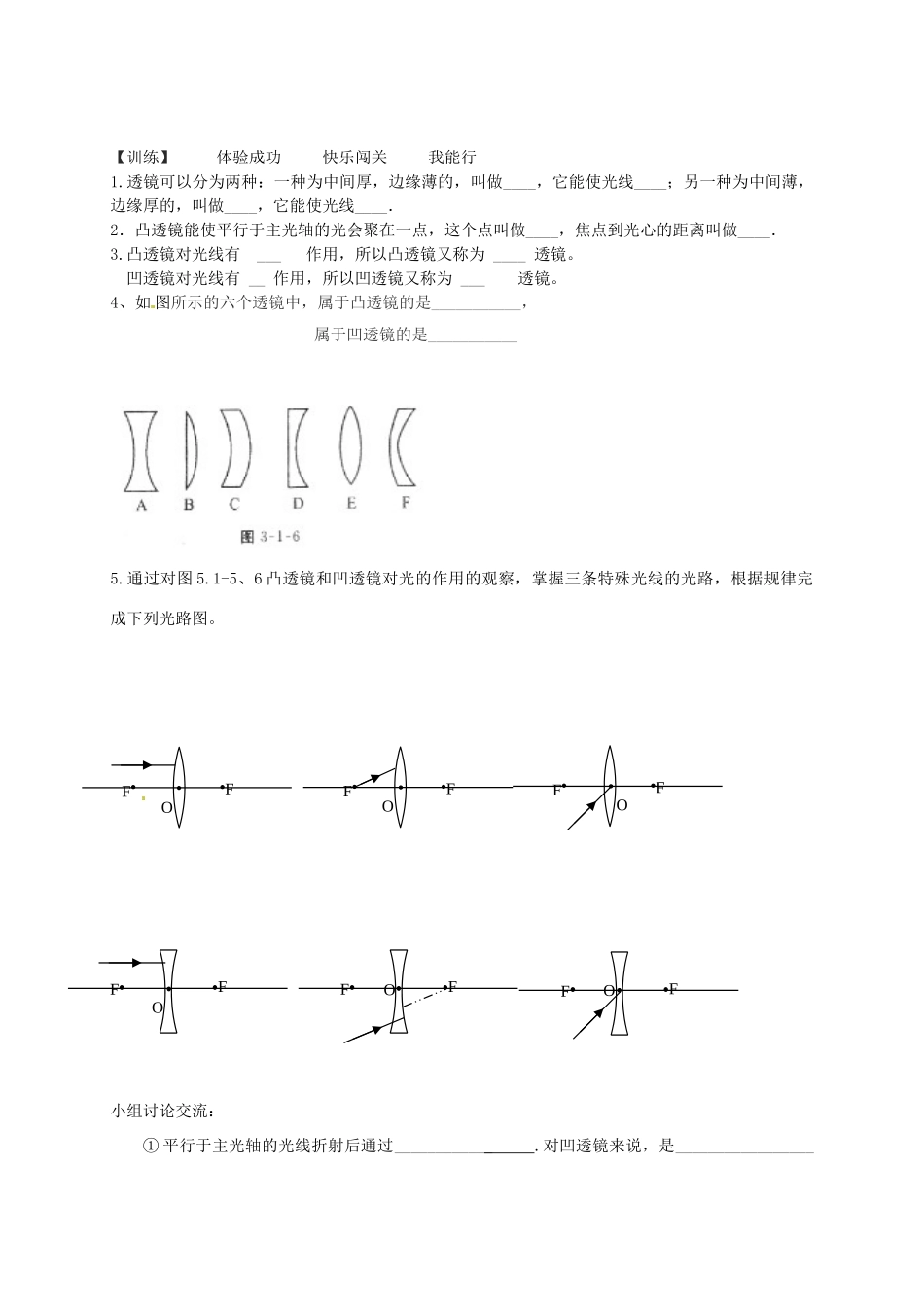 广西壮族自治区贵港市贵城县第四初级中学八年级物理上册《透镜》导学案 新人教版_第2页