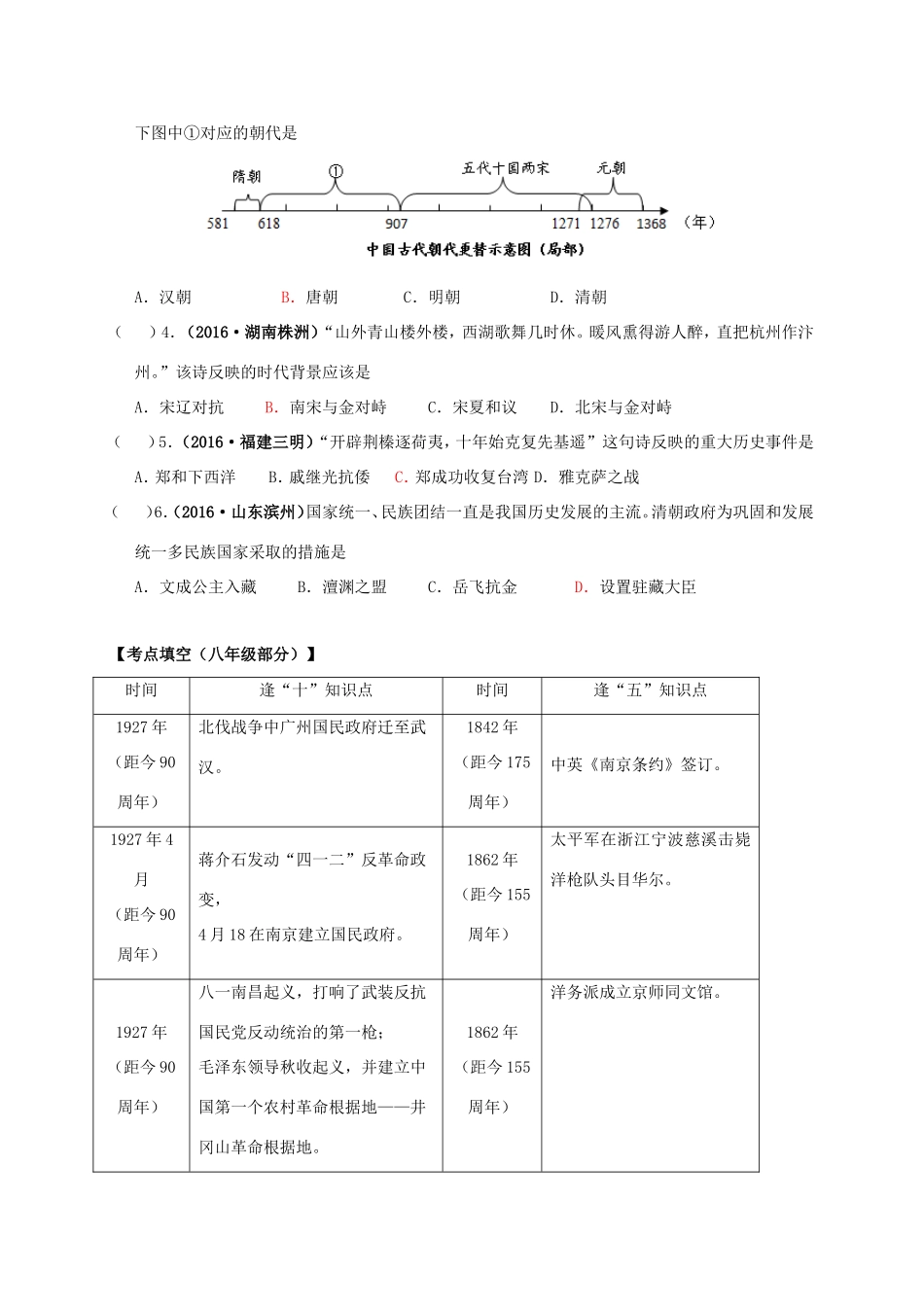 江苏省南京市中考历史 周年大事专题复习学案-人教版初中九年级全册历史学案_第2页
