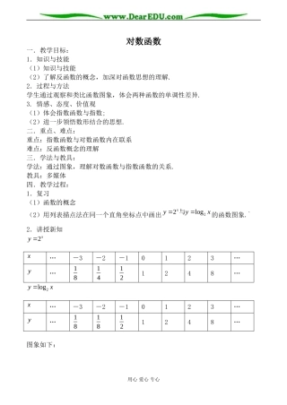 新人教B版必修1高中数学对数函数教案