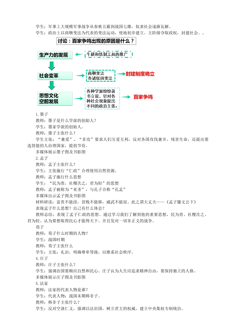 （2016年秋季版）七年级历史上册 第8课 百家争鸣教案 新人教版_第3页