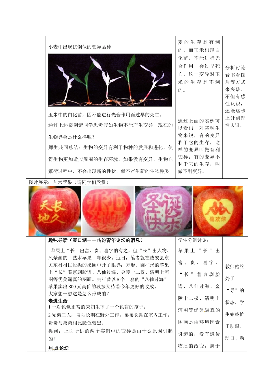 2014年秋八年级生物上册 第4单元 第4章 第4节 生物的变异教案2 （新版）济南版_第3页