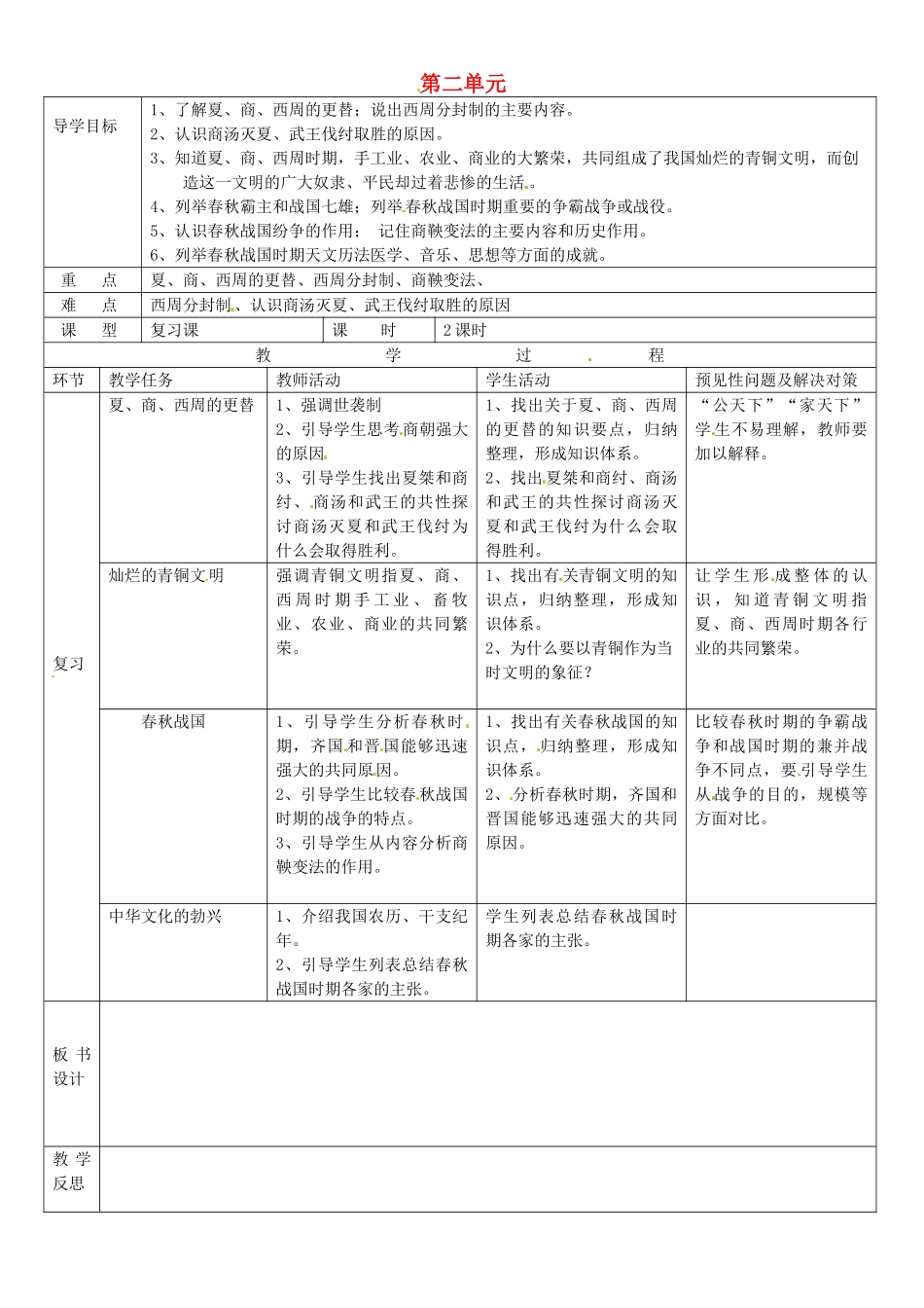 吉林省通化市外国语中学七年级历史上册 第二单元 国家的产生和社会的变革导学案 新人教版_第1页