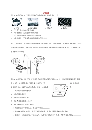 （同步复习精讲辅导）北京市2014-2015学年八年级物理上册 知识点20 光现象综合课后练习二（含详解）（新版）新人教版