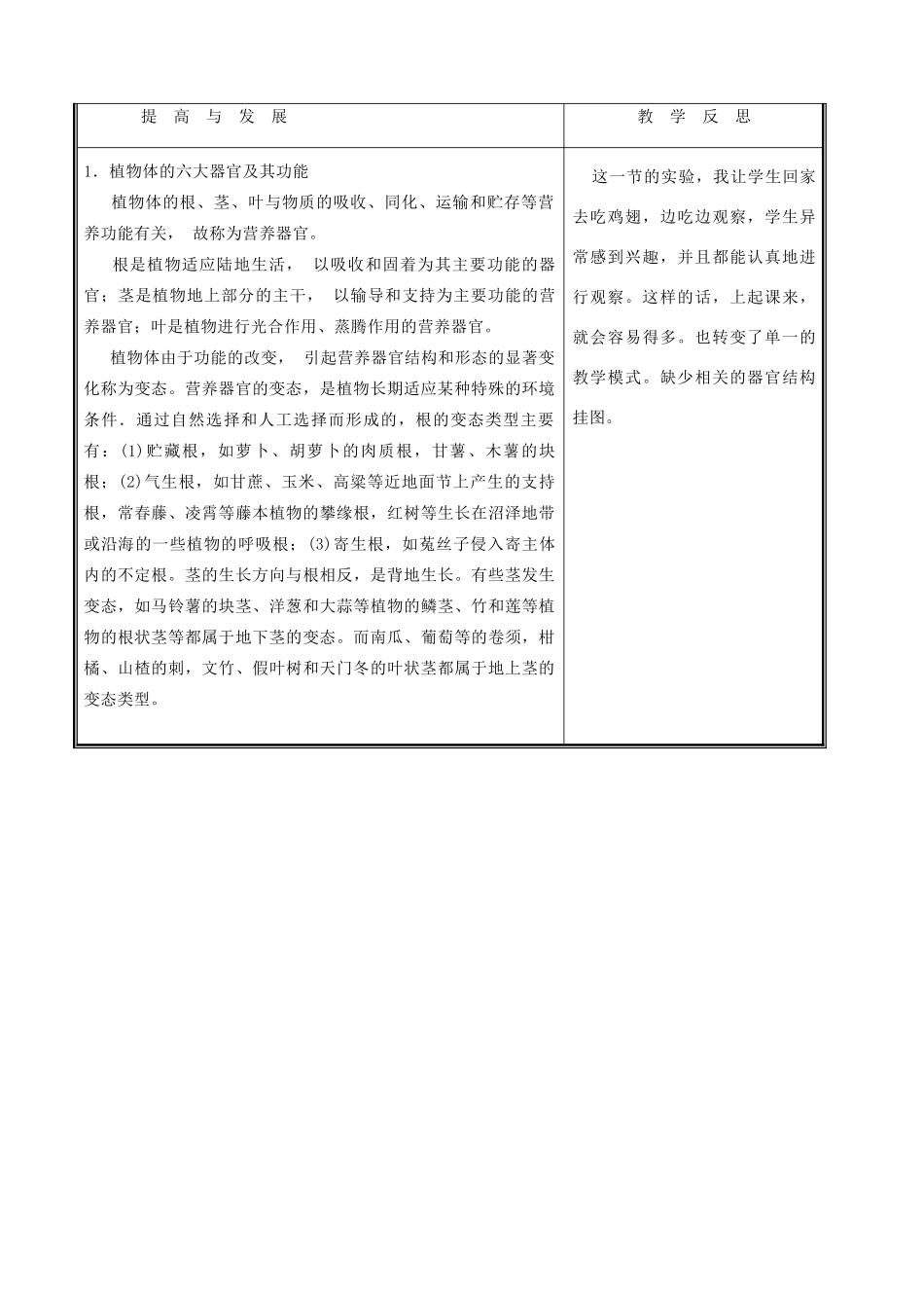 七年级生物上册《生物体由器官和系统组成》教学设计1 北师大版教材_第3页