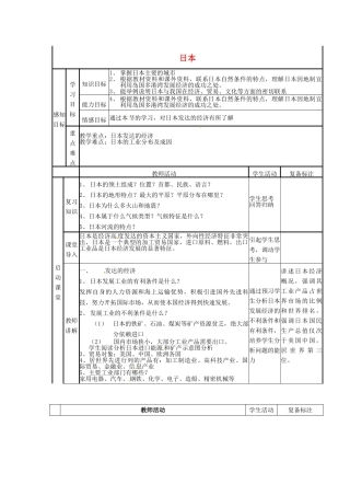 七年级地理下册 8.1 日本学案2（无答案） 湘教版-湘教版初中七年级下册地理学案