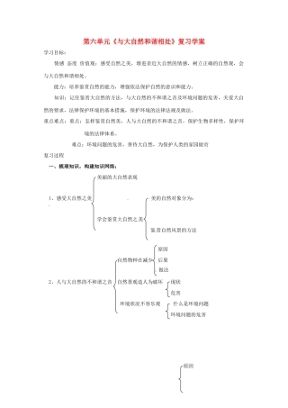 八年年政治下册：第六单元《与大自然和谐相处》复习学案（鲁教版）