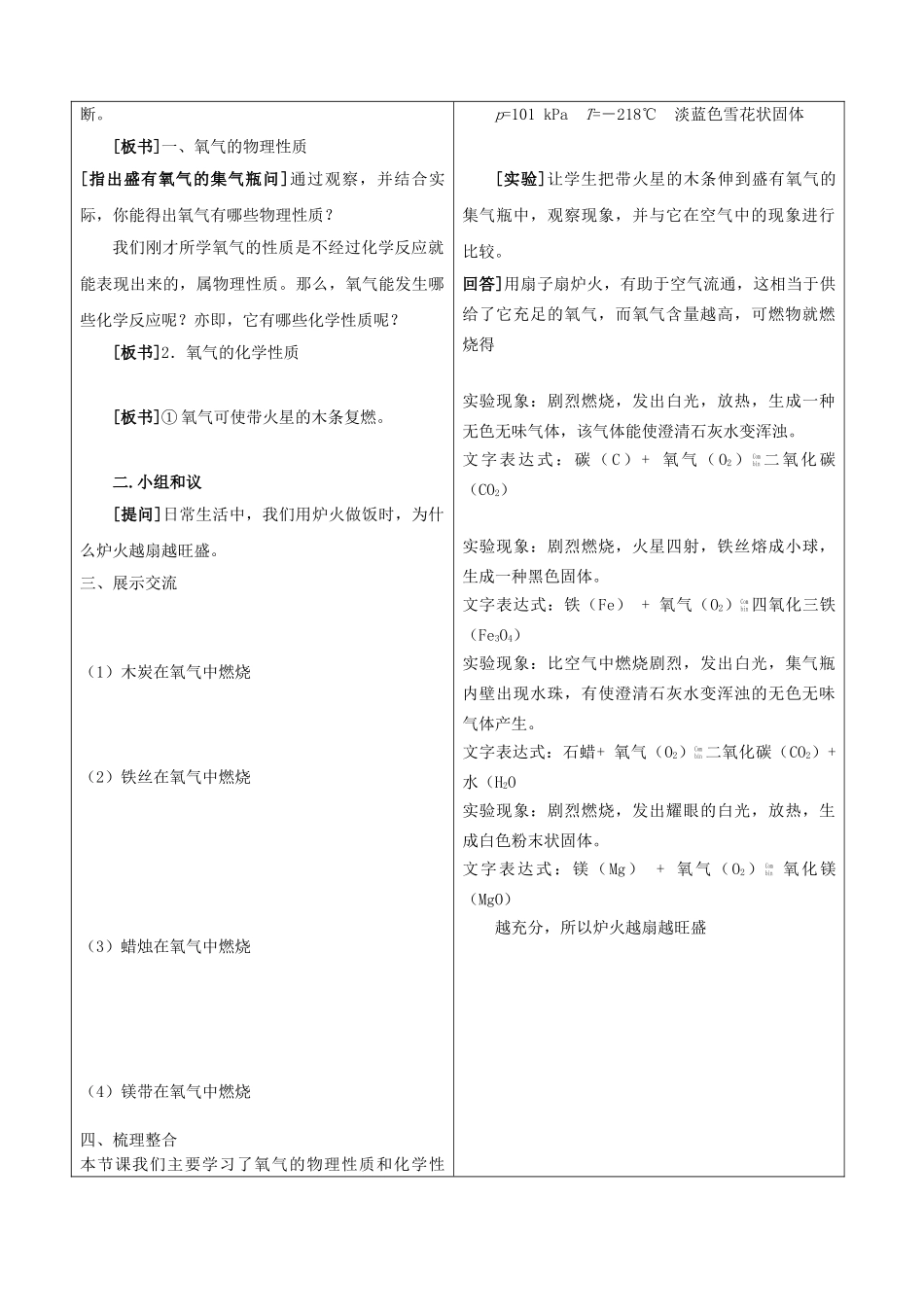 山东省郯城县郯城街道初级中学九年级化学上册 第二单元 我们周围的空气 课题2 氧气学案（无答案） 新人教版_第2页