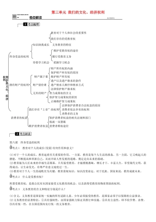春中考政治 考点梳理复习 八下 第三单元 我们的文化、经济权利学案 新人教版-新人教版初中九年级全册政治学案