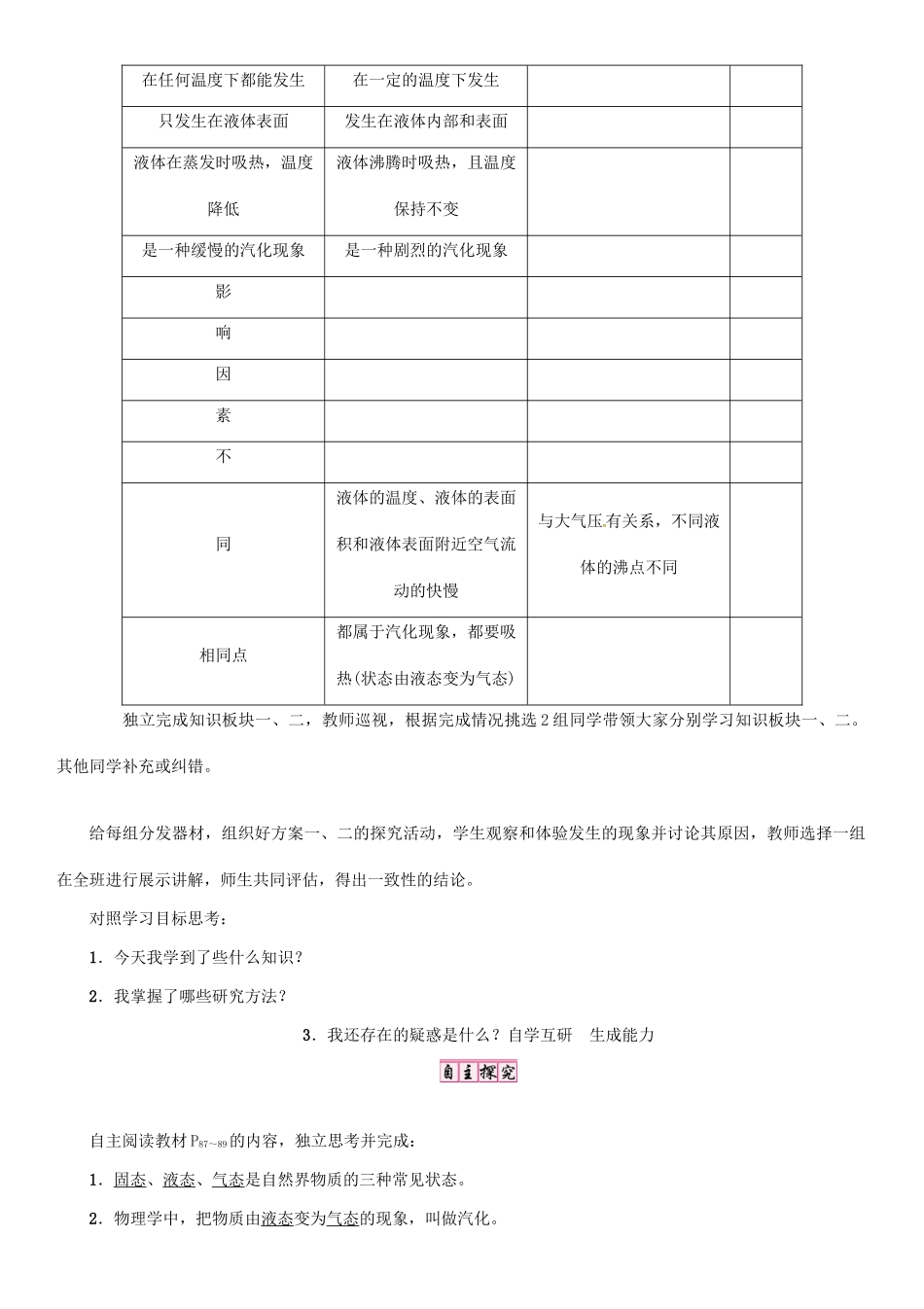 秋八年级物理上册 4.2 探究汽化和液化的特点学案 （新版）粤教沪版-（新版）粤教沪版初中八年级上册物理学案_第2页