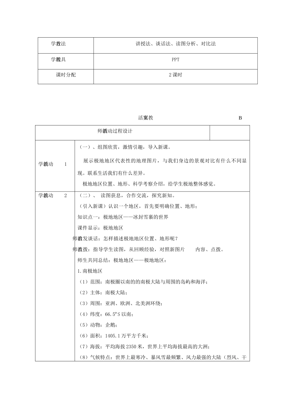 2015年春七年级地理下册 第九章 认识地区 第五节 极地地区—冰封雪裹的世界教案 晋教版_第2页