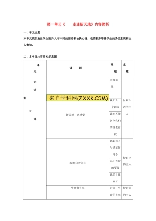 七年级政治上： 第一单元 走进新天地 （教学设计）人民版教材