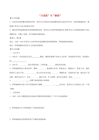 江苏省高邮市龙虬初级中学九年级历史下册《第4课 “大危机”与“新政”》导学案 北师大版