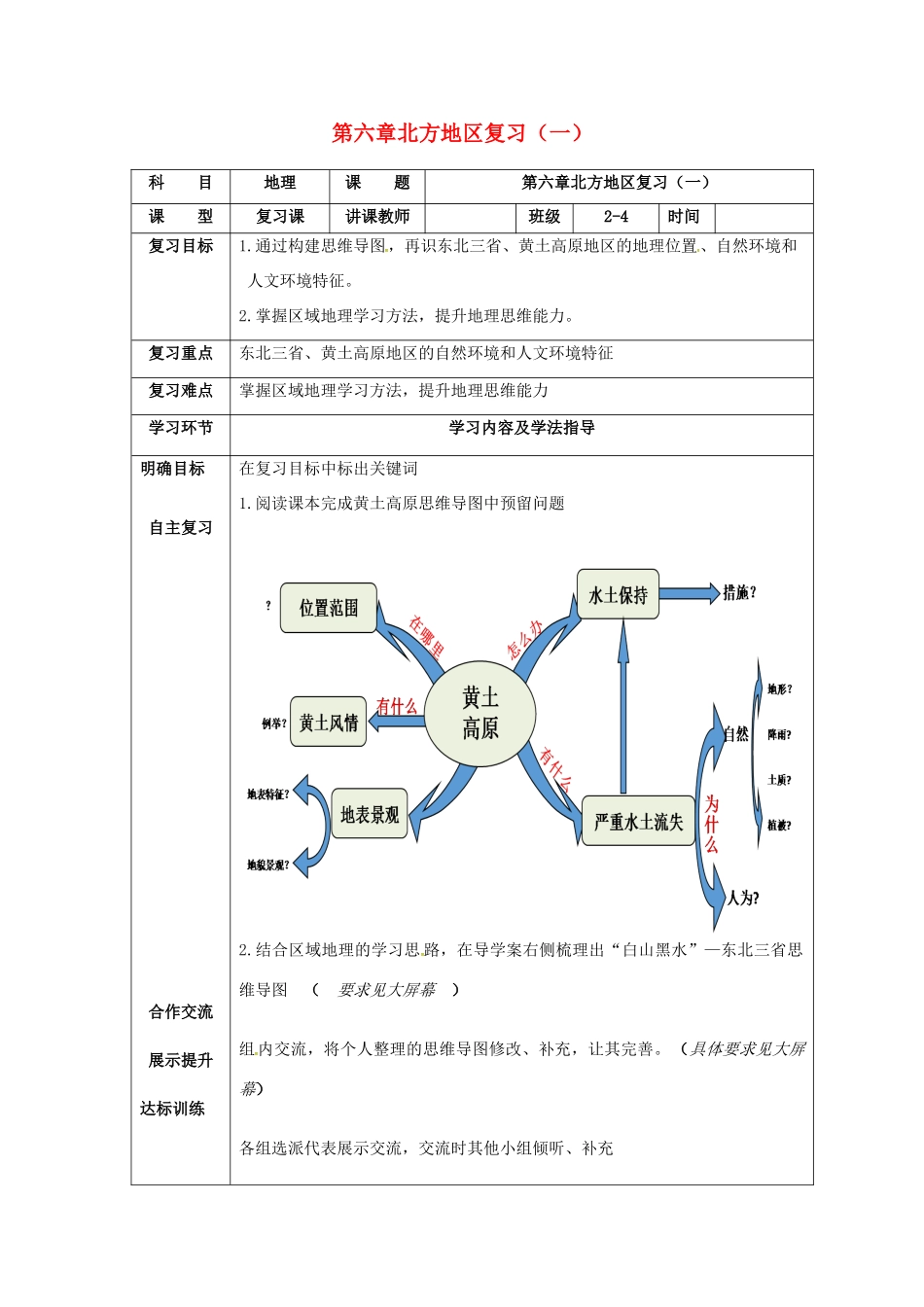 吉林省图们市八年级地理下册 第六章 北方地区复习导学案 （新版）新人教版-（新版）新人教版初中八年级下册地理学案_第1页