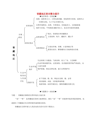 八年级地理下册 第九章 青藏地区章末整合提升复习学案 （新版）商务星球版-（新版）商务星球版初中八年级下册地理学案