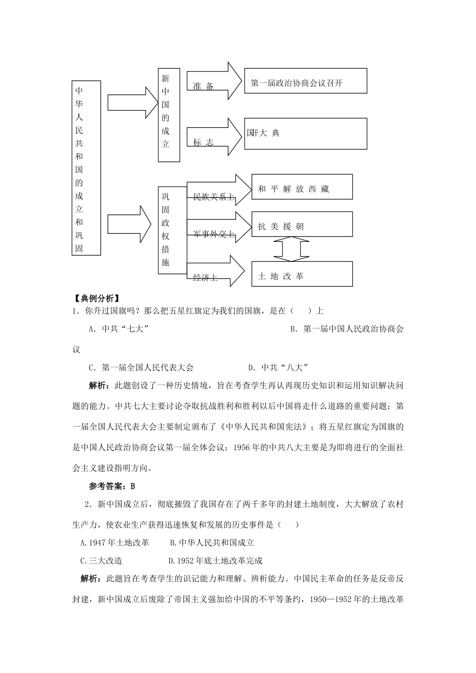 江苏省南京市谷里初级中学八年级历史下册 第一单元 中华人民共和国的成立和巩固 复习学案 新人教版_第3页