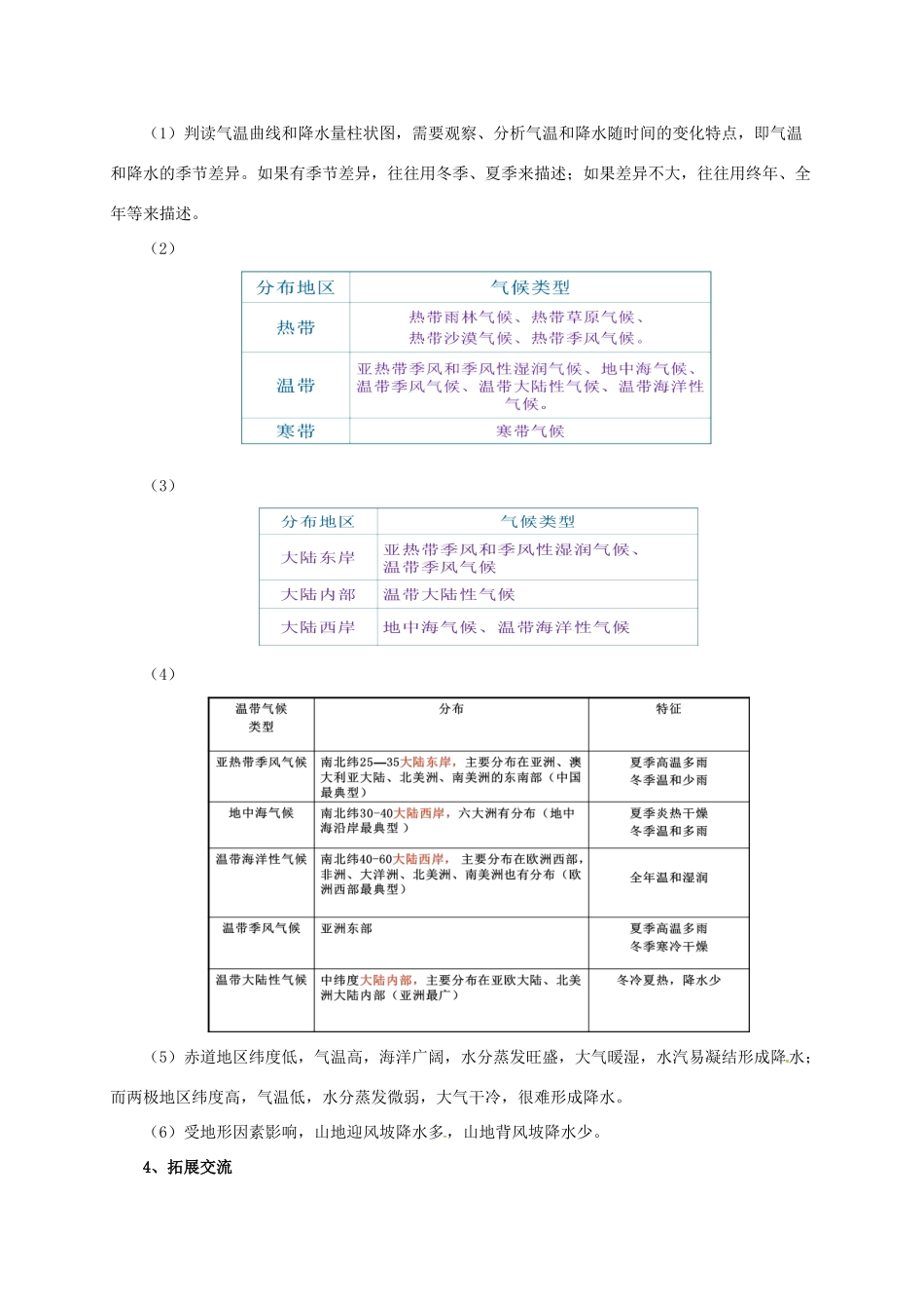 辽宁省凌海市七年级地理上册 3.4 世界的气候导学案 （新版）新人教版-（新版）新人教版初中七年级上册地理学案_第3页