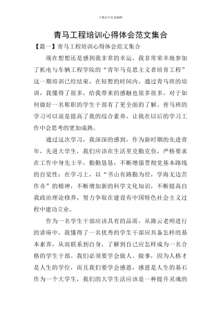青马工程培训心得体会范文集合
