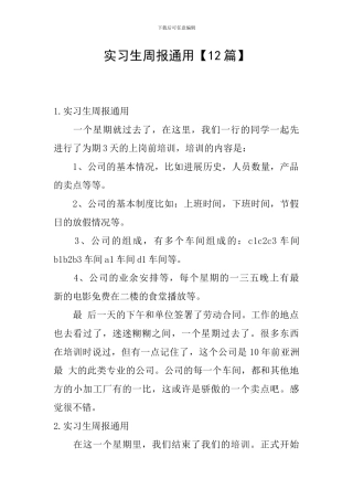 实习生周报通用