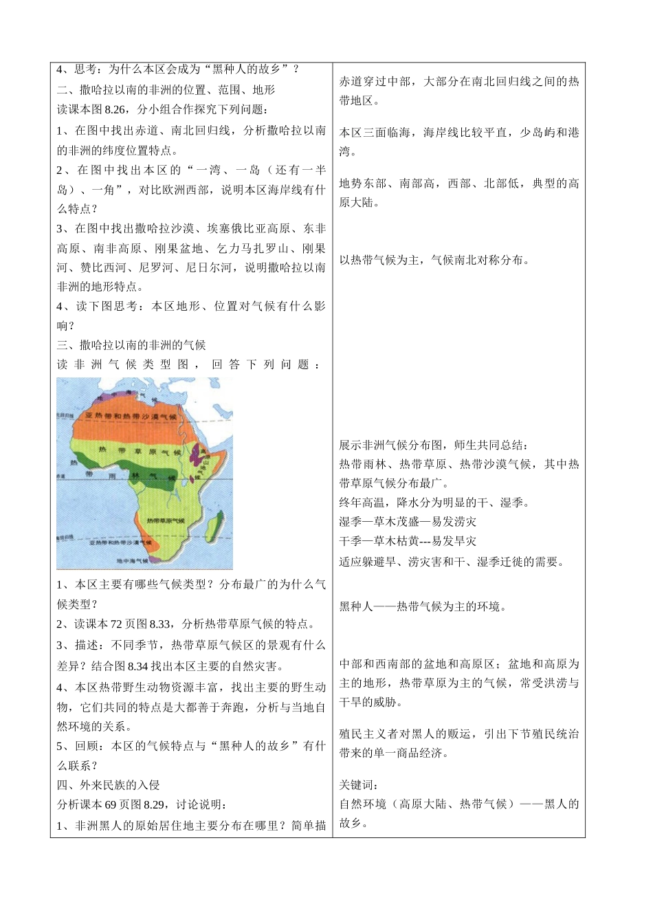 七年级地理下册 第八章 第三节撒哈拉以南的非洲导学案 人教新课标版_第2页