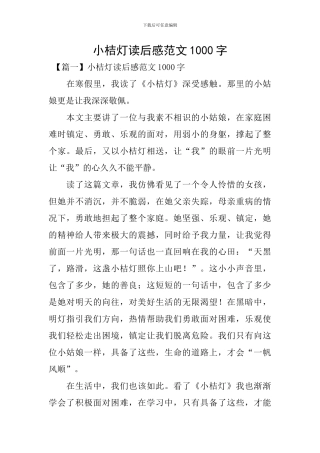 小桔灯读后感范文1000字