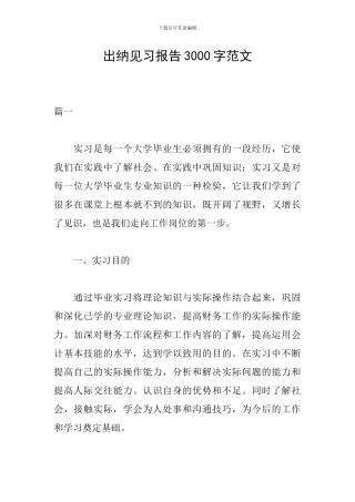 出纳见习报告3000字范文