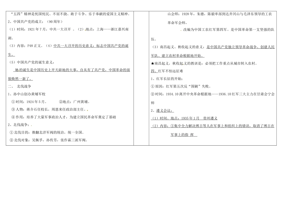 山西省灵石县两渡镇初级中学校八年级历史上册 第三单元 新民主主义革命的兴起复习学案 新人教版_第2页