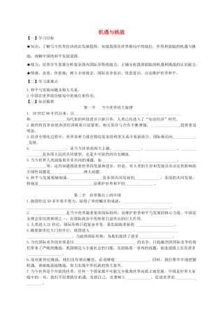 九年级政治全册 第11课 机遇与挑战导学案 陕教版-陕教版初中九年级全册政治学案