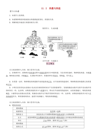 秋九年级物理上册 第12章 内能与热机 第2节 热量与热值导学案 粤教沪版-粤教沪版初中九年级上册物理学案