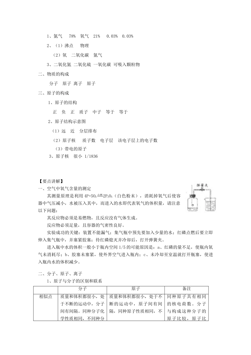 辽宁省凌海市石山初级中学九年级化学 第二章《认识空气 保护空气》学案 粤教版_第3页