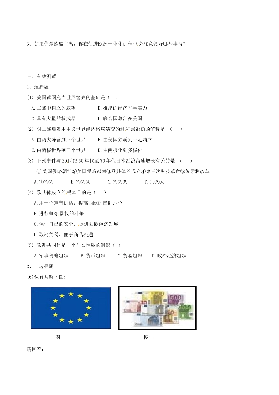 江苏省高邮市龙虬初级中学九年级历史下册《第11、13课 经济“巨无霸”及挑战“两极”》导学案 北师大版_第2页