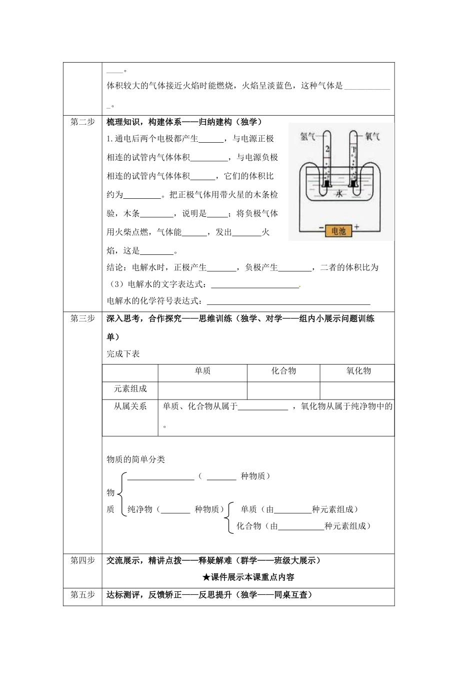 辽宁省凌海市石山初级中学九年级化学上册《4.2水的组成》导学案（无答案） （新版）粤教版_第2页