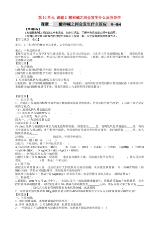 甘肃省玉门市花海中学九年级化学下册 第10单元 课题2 酸和碱之间会发生什么反应导学案1（无答案） 新人教版