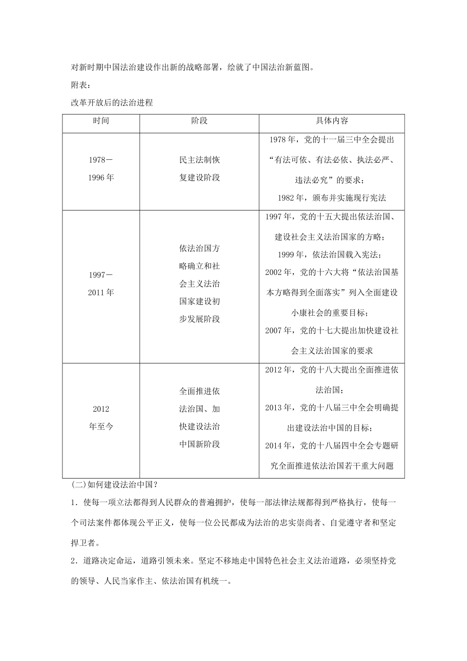 九年级道德与法治上册 第二单元 民主与法治 第四课 建设法治中国 第一框 夯筑法治基础导学案 新人教版-新人教版初中九年级上册政治学案_第2页