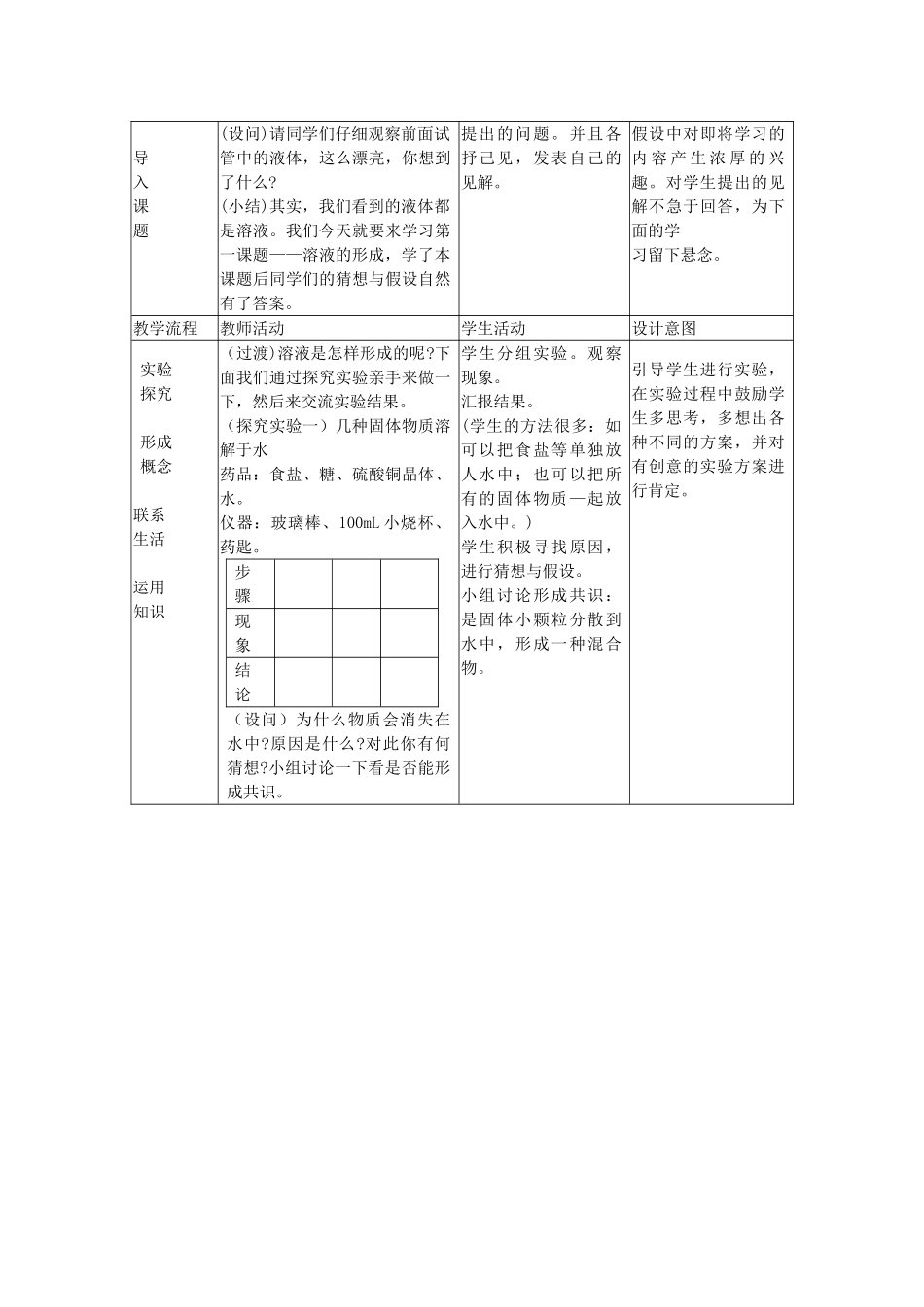 2013年九年级化学下册 第九单元 溶液 课题1 溶液的形成教案 （新版）新人教版_第2页
